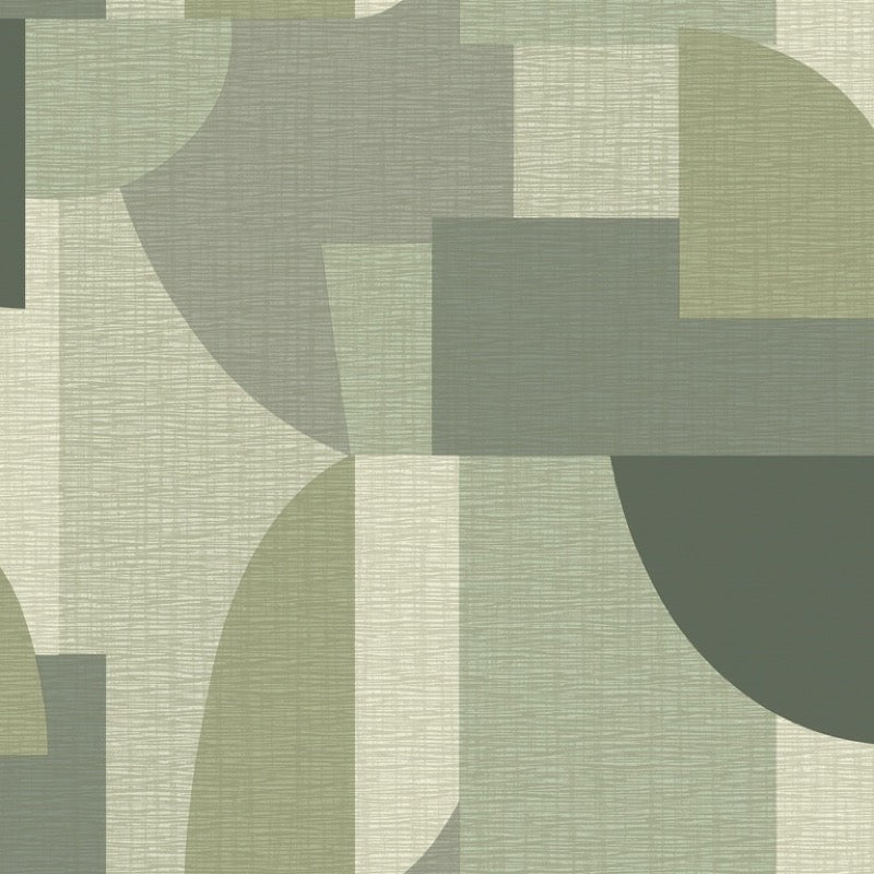 w142552b Trendy retro geometric wallpaper in gorgeous orange, green, beige and brown tones.