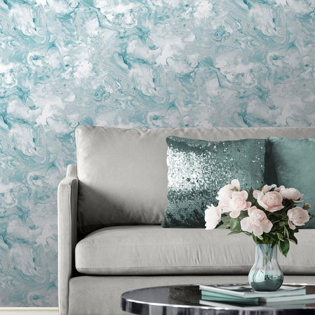 w16677503m Beautiful blue liquid marble effect wallpaper.