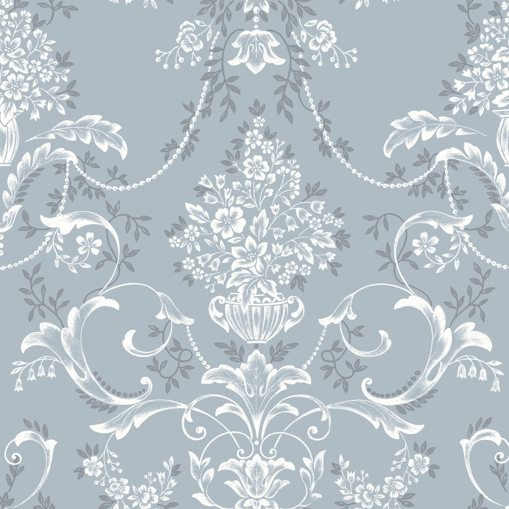 w26077246r Gorgeous soft blue background with a beautiful vintage damask pattern.