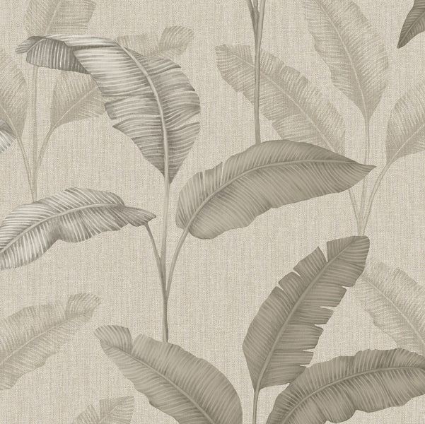 w28322470r Gorgeous metallic leaf on linen effect wallpaper in beige and soft gold.