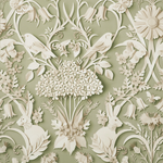 w4255951fd Beautiful woodland forest design featuring gorgeous animals including rabbits and birds on a gorgeous sage green background.