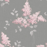 w5900001b Beautiful and delicate large scale floral spray in soft pink and grey tones on a grey background.