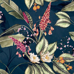 w667700B Gorgeous large scale feature floral on a rich navy blue background.