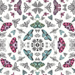 w69288308a Gorgeous butterfly design in pink and blue tones with glitter detail on a an off white background.