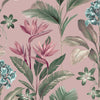 w849985b Gorgeous green palm leaves with tropical flowers in gorgeous shades of blue and pink on a pretty pink background.