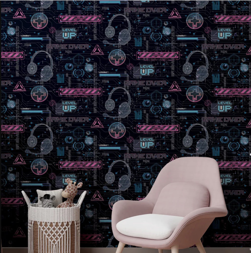 w92388803a Beautiful enchanting forest design in beautiful shades of purple and blue. Perfect for a fun and magical feature wall.
