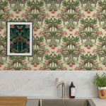 wa4955303g Gorgeous tropical animal kingdom wallpaper with gorgeous pink and green tones.