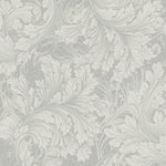 wa6800901g Gorgeous scrolling leaf pattern in grey.