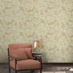 wa6866902g Gorgeous scrolling leaf pattern in gold.