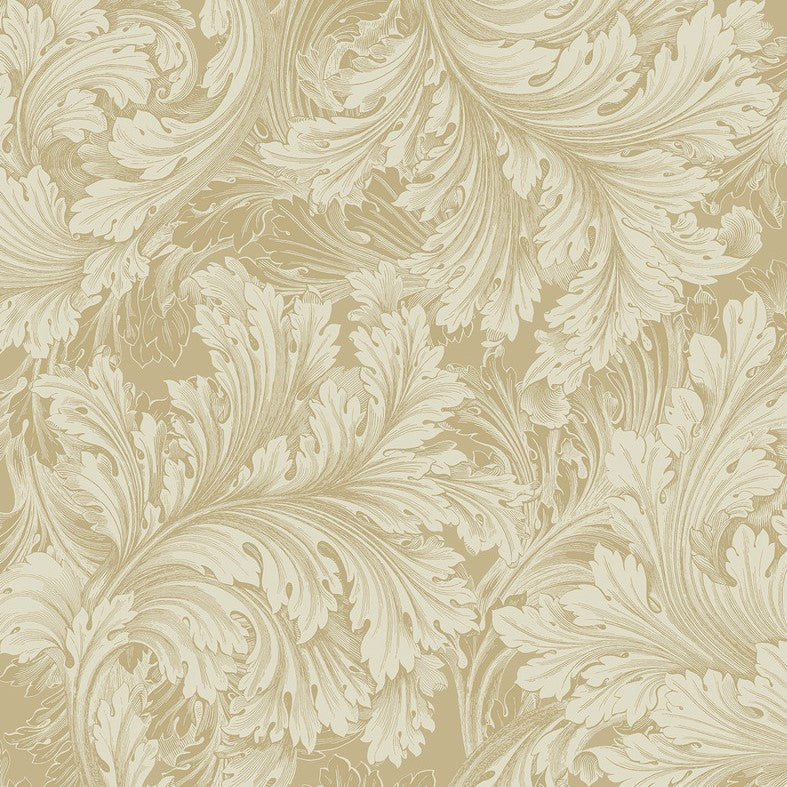 wa6866902g Gorgeous scrolling leaf pattern in gold.