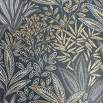 wm177784f Fabulous leaf motif with shimmering golden highlights on a gorgeous rich navy background. Textured blown vinyl.