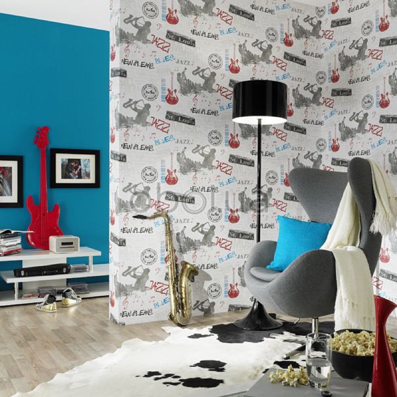 w0560420e Funky jazz music feature wallpaper. Limited stock available.