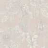 90200700a A vintage floral wallpaper, outlined with metallic grey highlights, with a subtle pink background. Paste the wall.