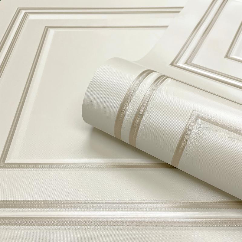 vh736689b Luxurious panel effect vinyl in cream with a beautiful champagne gold trim. Supreme quality heavy weight Italian vinyl.