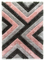 Lux Cascades Pink Luxurious 3D shaggy, hand-carved cascading striped finish.