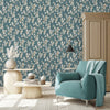 Nm5277704U Beautiful ‘hand painted’ floral trail in gorgeous deep teal green. Easy to hang and paste the wall.