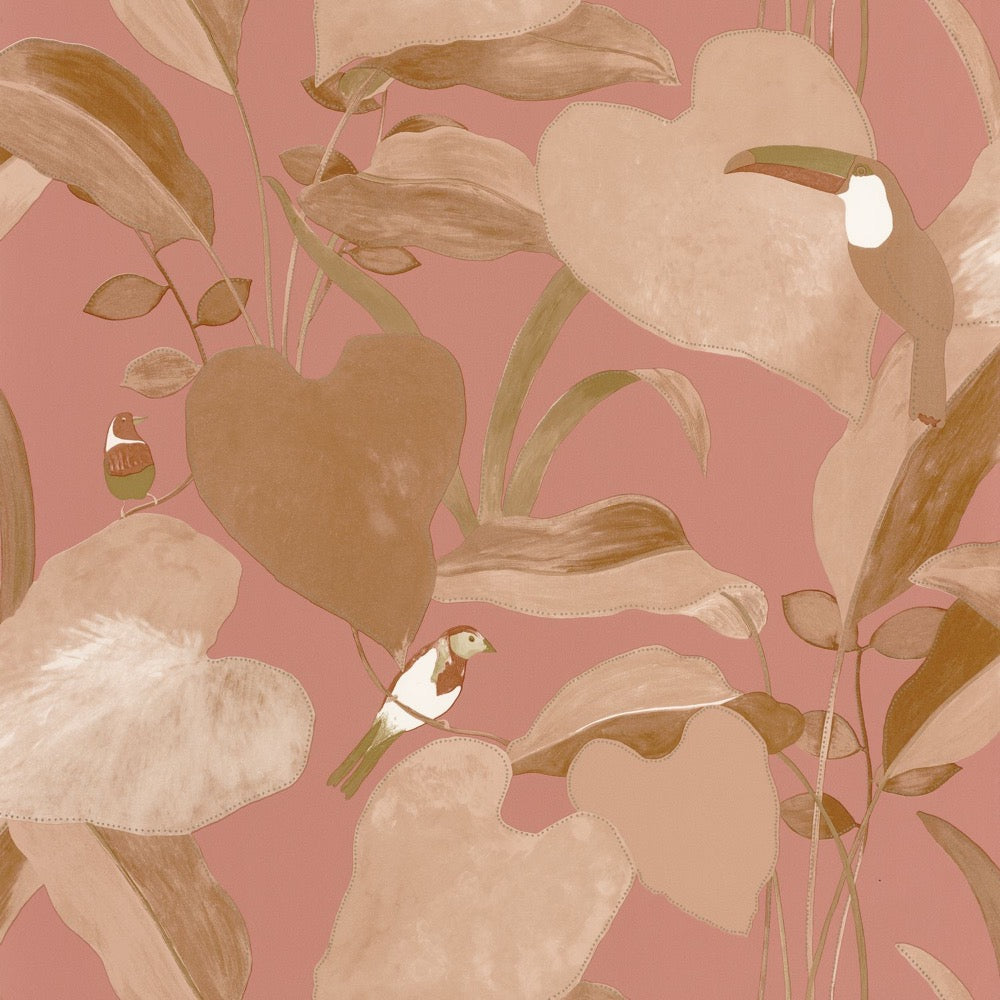 OYS101424421cd Gorgeous watercolour leaves and birds on a matt finish background. Paste the wall designer wallpaper. ***PLEASE NOTE: This wallpaper is a special order product and therefore delivery will take approx. 10 working days.