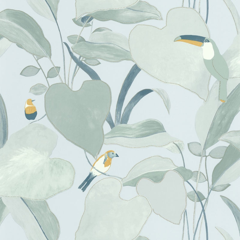 OYS101427121cd Gorgeous watercolour leaves and birds on a matt finish background. Paste the wall designer wallpaper. ***PLEASE NOTE: This wallpaper is a special order product and therefore delivery will take approx. 10 working days.