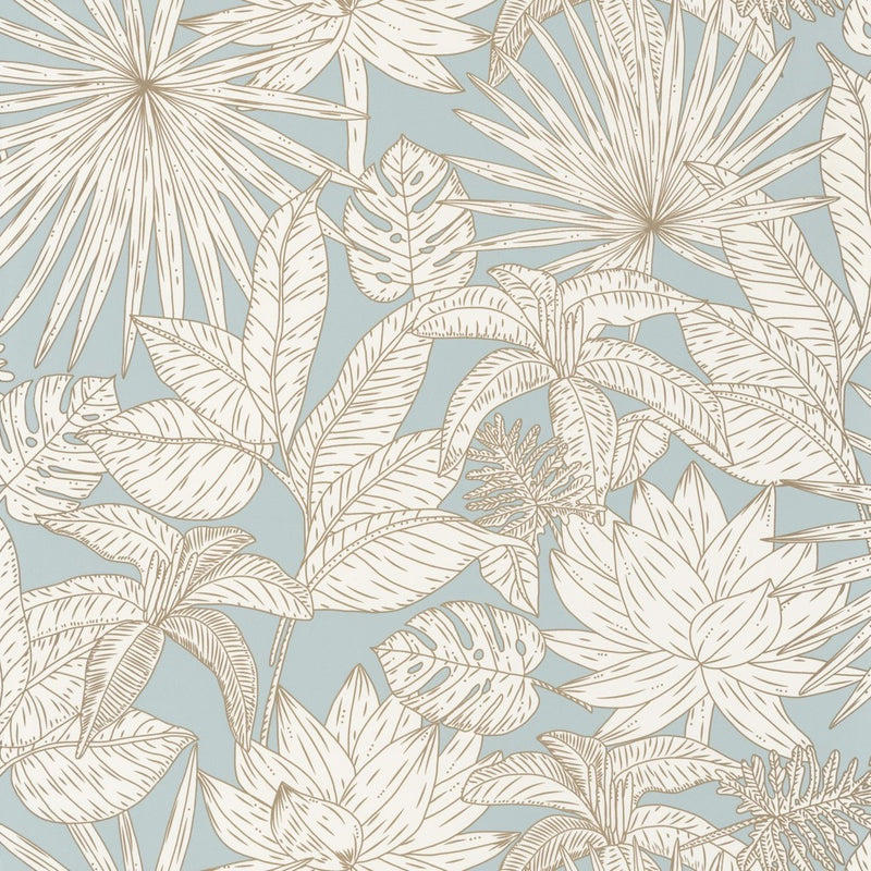OYS101436109cd Fabulous leaf motif on a matt blue background. Paste the wall designer wallpaper. ***PLEASE NOTE: This wallpaper is a special order product and therefore delivery will take approx. 10 working days.