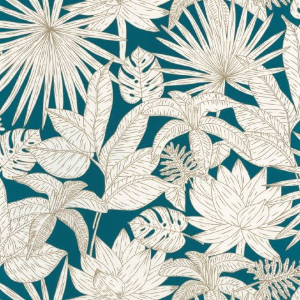 OYS101436625cd Fabulous leaf motif on a matt teal background. Paste the wall designer wallpaper. ***PLEASE NOTE: This wallpaper is a special order product and therefore delivery will take approx. 10 working days.