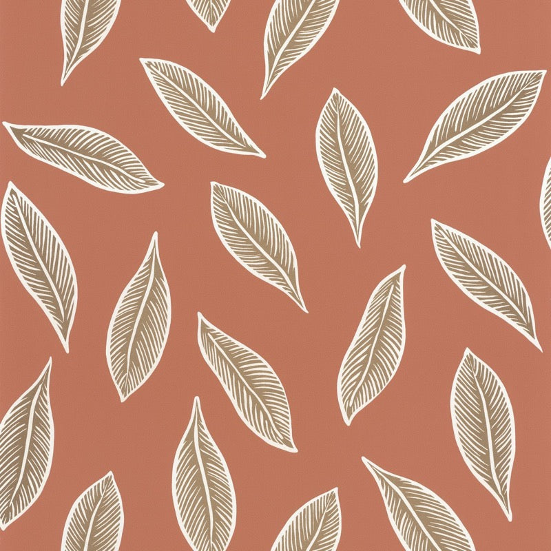OYS101443339cd Stunning soft metallic gold leaf on a beautiful matt terracotta background. Paste the wall designer wallpaper. ***PLEASE NOTE: This wallpaper is a special order product and therefore delivery will take approx. 10 working days.