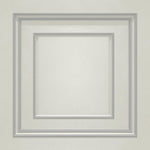 vh730088b Luxurious panel effect vinyl in off-white with a beautiful cool silver trim. Supreme quality heavy weight Italian vinyl.