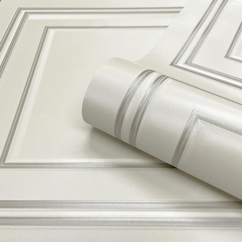 vh730088b Luxurious panel effect vinyl in off-white with a beautiful cool silver trim. Supreme quality heavy weight Italian vinyl.