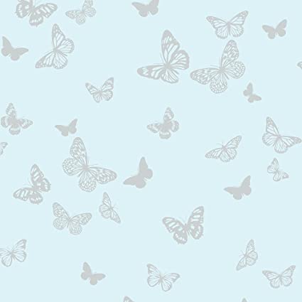 JOBLOT40566x4 Beautiful duck egg blue butterfly design. Job Lot of 4 rolls. €10 per roll when you take all rolls.Were €15 per roll. *Online offer only. No returns available on special offer job lots.