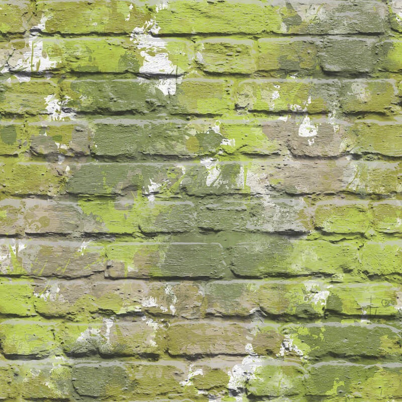 WL3355504m Fun and funky, green brick effect, for boys and girls rooms