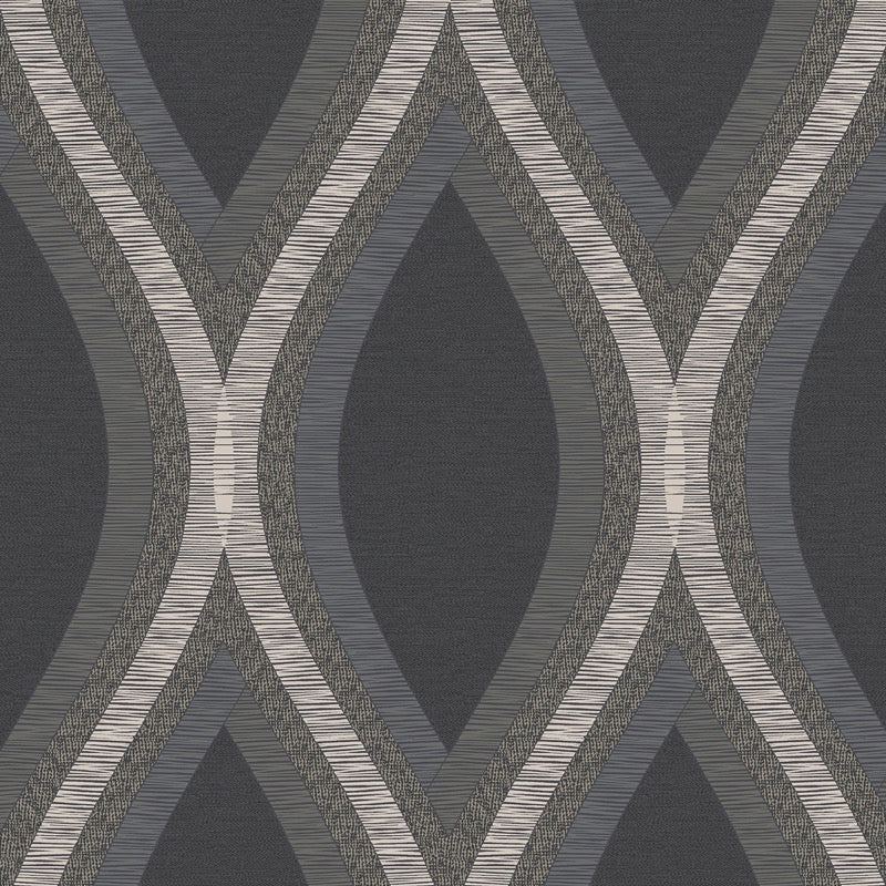 ba4444501g Fabulous geometric curve design in black and gold.