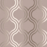 w27588871r Beautiful and modern geometric in blush pink and rose gold on stunning metallized wallpaper.