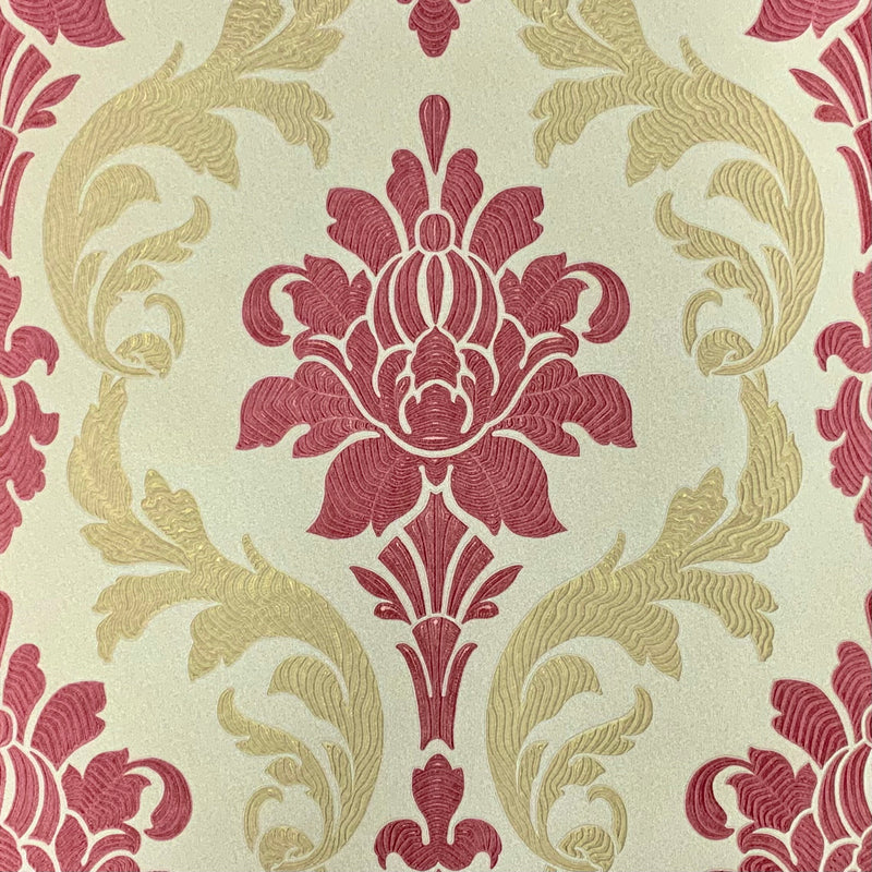 Vh3501184H Beautiful gold and red damask on heavyweight Italian vinyl.