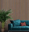 Vh291120B Fabulous wood slat effect in Walnut. Luxurious heavy weight vinyls.