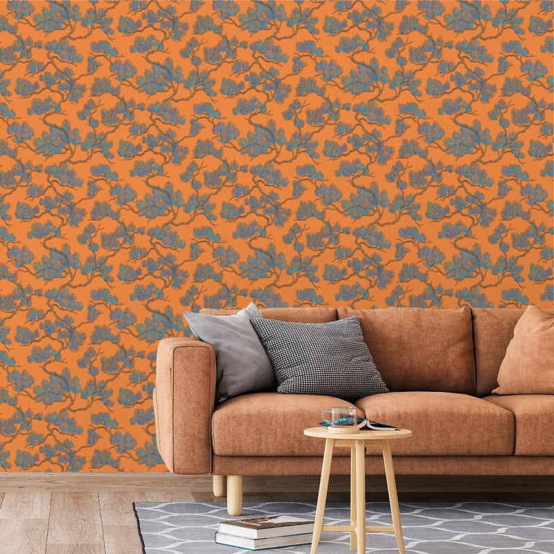 nvwf12133016di Beautiful Japanese style trail in orange on gorgeous paste the wall vinyl.