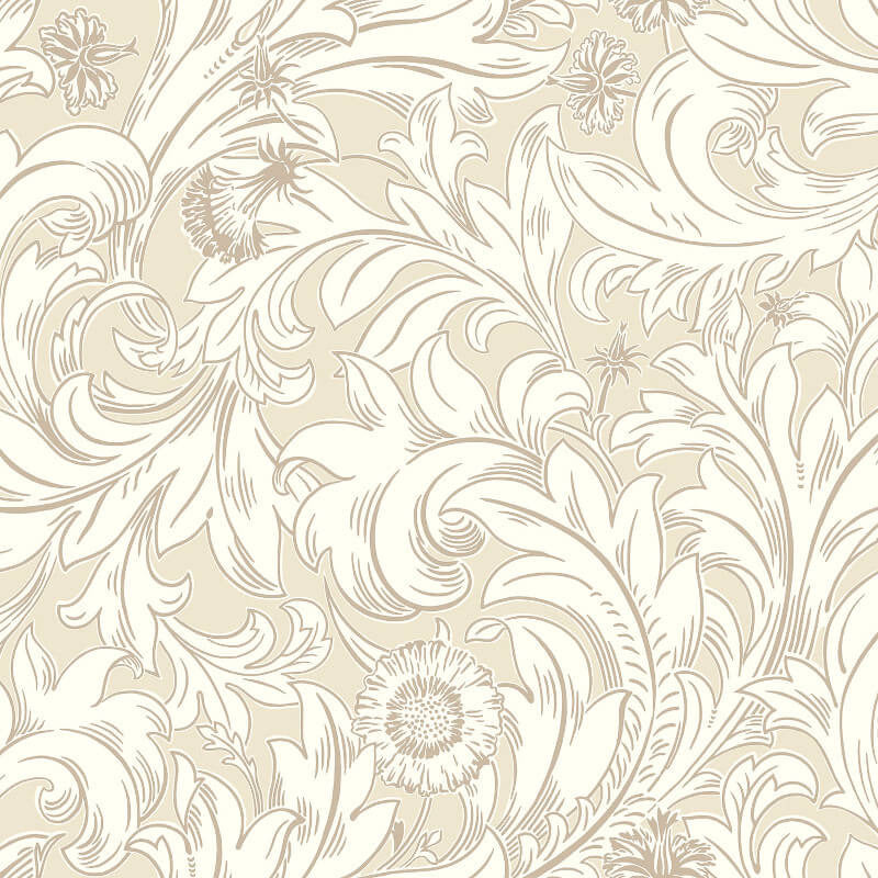 wM114476c Subtle and elegant are two words that perfectly sum up the Meadow Scroll design. Inspired by the Arts and Crafts movement of the late 19th century, the soft print and linear detailing on this wallpaper fit seamlessly into modern interior trends.