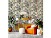 vs90955407a Funky tropical jungle themed wallpaper with tigers and birds.