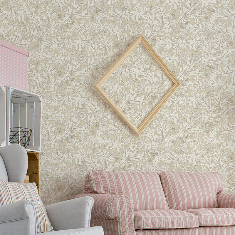 wM114476c Subtle and elegant are two words that perfectly sum up the Meadow Scroll design. Inspired by the Arts and Crafts movement of the late 19th century, the soft print and linear detailing on this wallpaper fit seamlessly into modern interior trends.