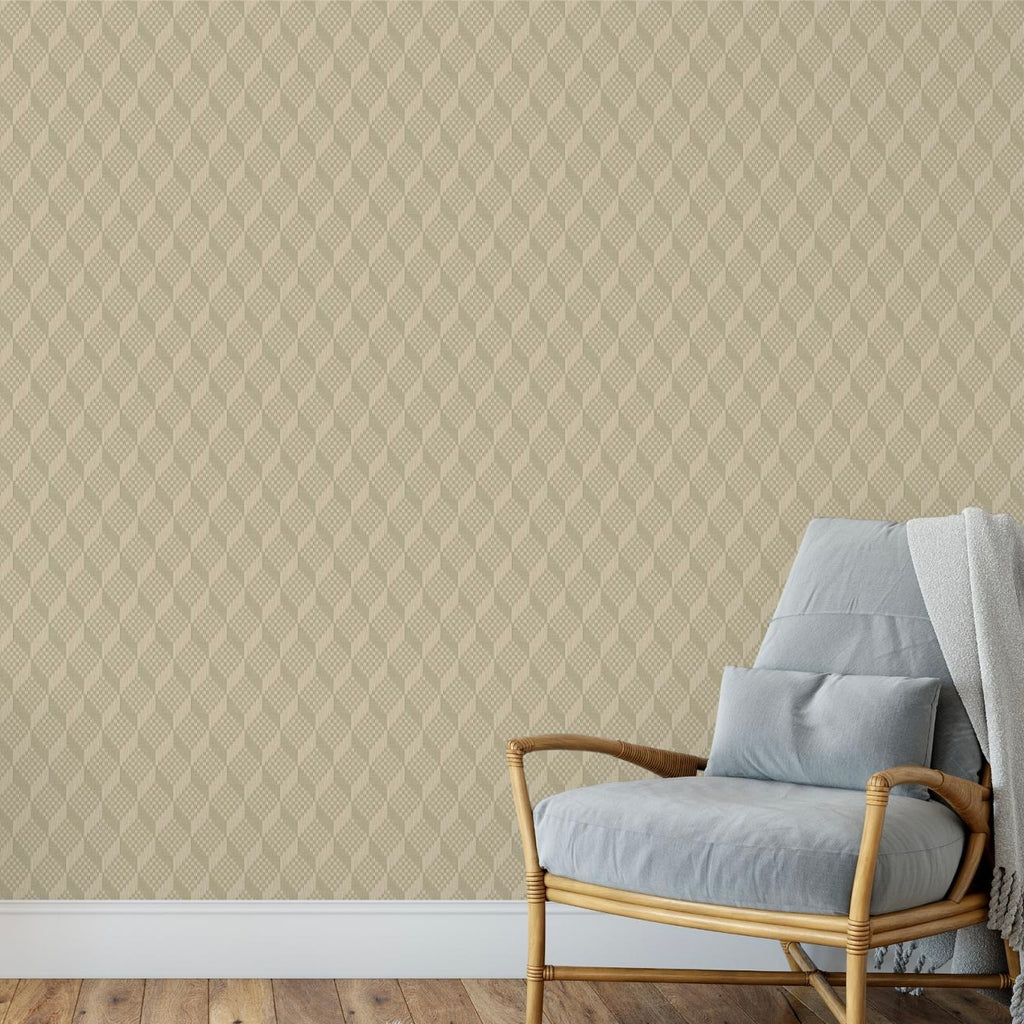 nvgr32255304di This stylish 3D stitched cube geometric in sage green seamlessly blends cube designs in a geometric pattern, giving the refined look of 3D cubes. Paste the wall vinyl. Easy to hang!