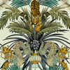 W390012b Fabulous oriental inspired design with tigers and dragons in striking colours on a cream background.