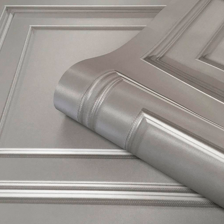 Vh730074b Luxurious panel effect vinyl in oyster silver. Supreme quality heavy weight Italian vinyl.