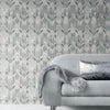 W16700501m Fabulous and stylish angular geometric in tones of grey and hints of cream with metallic silver outlines.