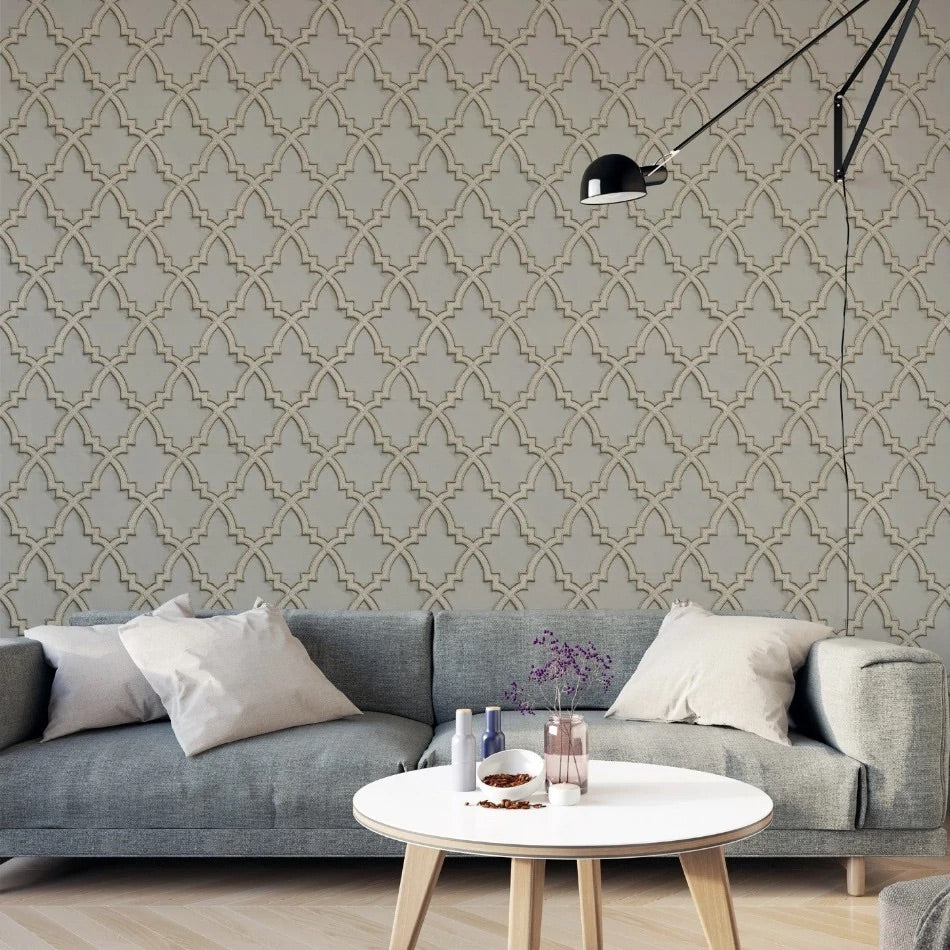 nde12000024d Modern geometric trellis on heavyweight vinyl. Paste the wall and easy hang.