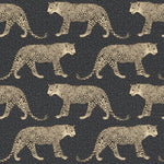 W21500311r Stylish metallic gold leopards on a gorgeous black and grey leopard print background with metallic highlights.