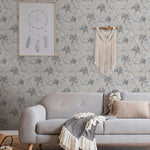 n100900629e Fabulous 'paste the wall' blown vinyl with a gorgeous grey floral pattern.