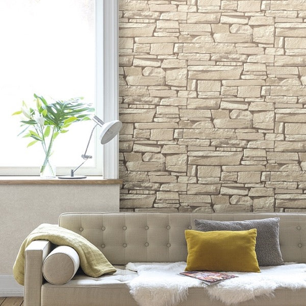 n11522403g Gorgeous 3D natural stone effect. Paste the wall vinyl. Easy to hang and washable.