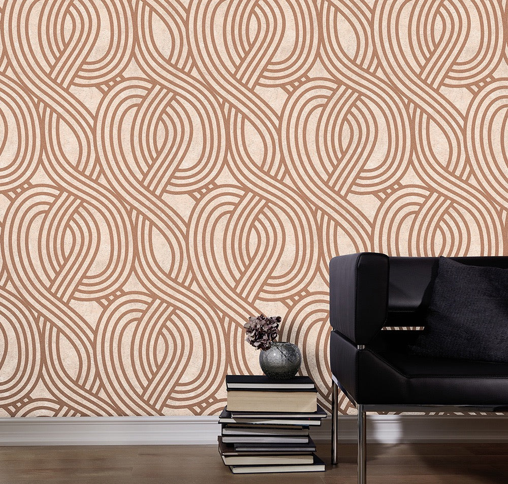 n1334540ps Gorgeous cream and terracotta glitter geometric. Paste the wall.