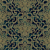 n18655901g Fabulous damask trellis in teal with gorgeous metallic gold detail.