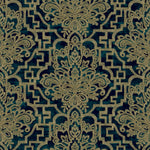 n18655901g Fabulous damask trellis in teal with gorgeous metallic gold detail.