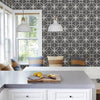 n2300859f Stylish modern geometric designer wallpaper in charcoal. Gorgeous paste the wall product.
