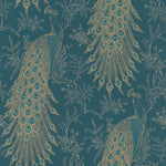 n40577804r Fabulous dramatic peacock design in blue and gold. Paste the wall vinyl.